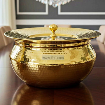 35cm Premium Brass (Pitol) with Tin Coating Hammered Cooking & Serving Handi with Lid ALM6927