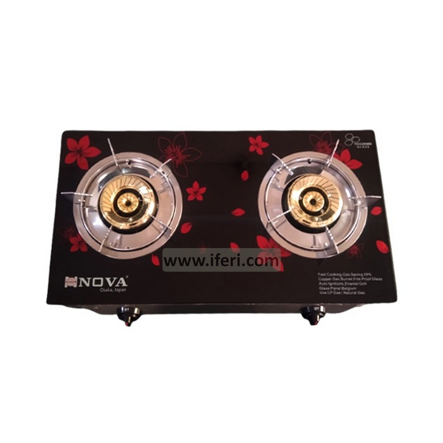 NOVA Double Burner Glass Top Gas Stove NV-862-DG
