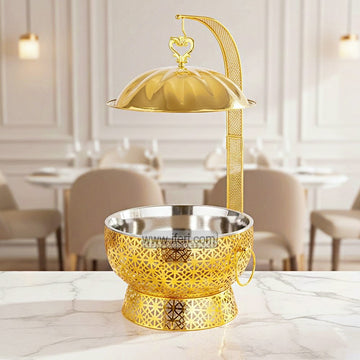 6 Liter Stainless Steel Luxury Golden Chafing Dish Food Warmer with Lid AZM005