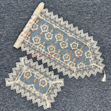 7 Pcs Luxury Embroidered Lace Runner & Placemat RJ15005