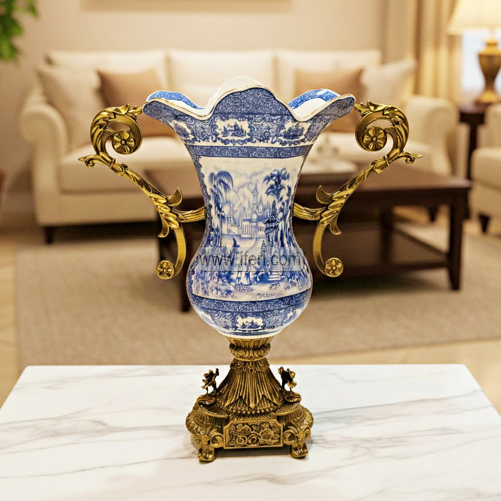 16 Inch Exclusive Ceramic Vase with Metal Base RY3500