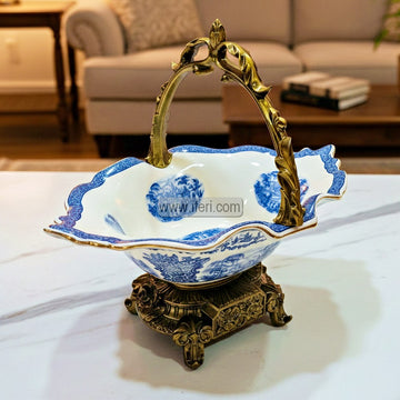 14 Inch Exclusive Ceramic Dried Fruit, Candy, Dessert Serving Bowl with Metal Base RY3505