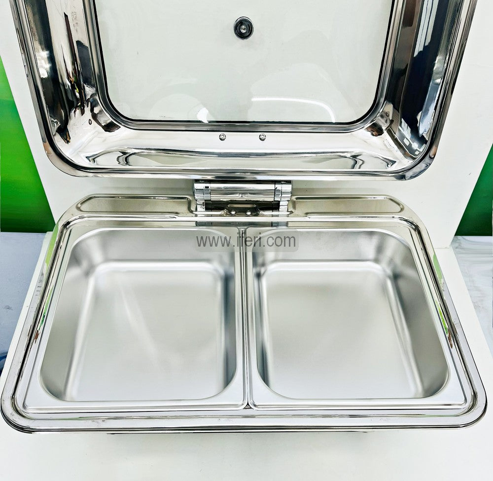9 Liter Stainless Steel 2 Part Chafing Dish Food Warmer with Hydraulic Lid BCG3511-2