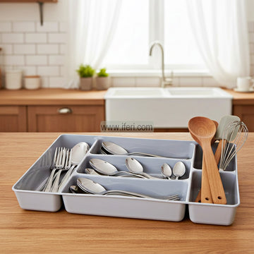 6 Compartment Cutlery Organizer, Stackable Cutlery Tray, Spoon Rest, Holder UNQ0520