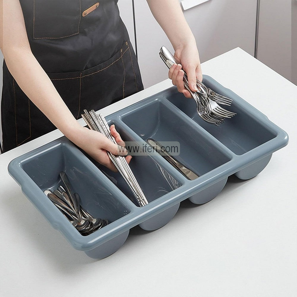 4 Compartment Cutlery Organizer, Stackable Cutlery Tray, Spoon Rest, Holder UNQ0521