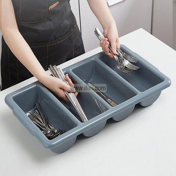 4 Compartment Cutlery Organizer, Stackable Cutlery Tray, Spoon Rest, Holder UNQ0521