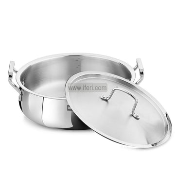 32cm BERGNER ESSENTIALS Tri-Ply Stainless Steel Belly Shaped Biryani Handi with Lid ALM6524