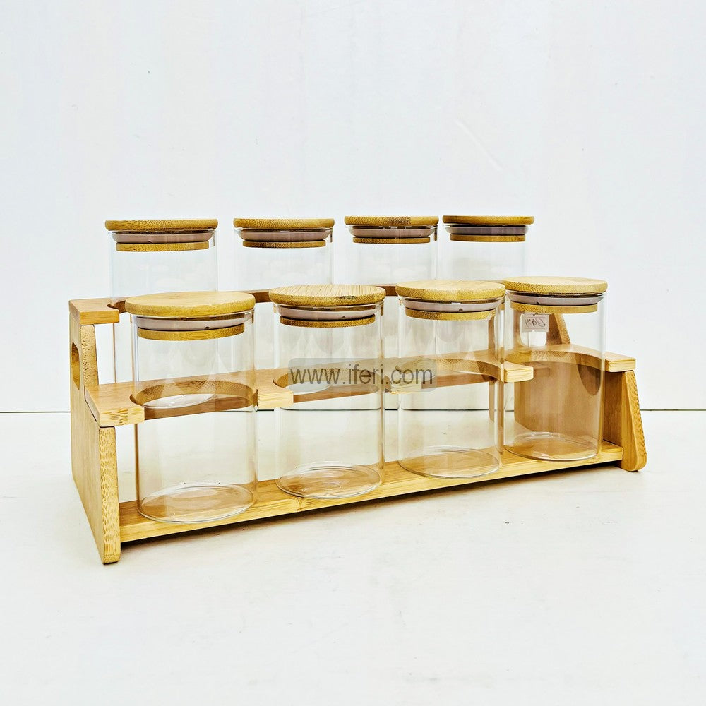 8 Pcs Airtight Glass Cookie Jar / Spice Jar Set with Stand FT1546