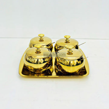 4 Pcs Stainless Steel Spice Jar Set with Spoon & Tray TB1548