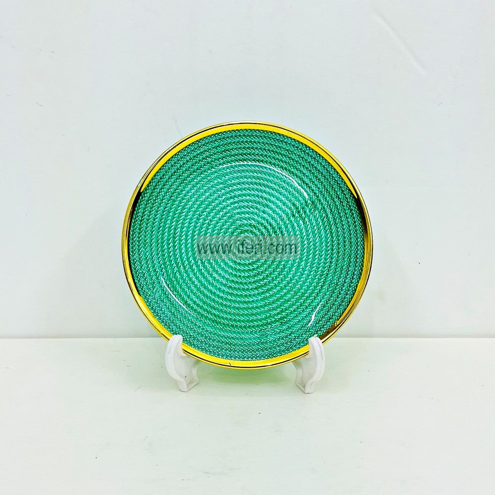 6 Pcs Luxury Golden Rim Glass Small Plate / Serving Plate Set TB1553