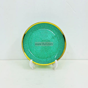 6 Pcs Luxury Golden Rim Glass Small Plate / Serving Plate Set TB1553