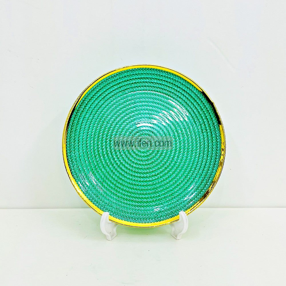 6 Pcs Luxury Golden Rim Glass Half Plate / Serving Plate Set TB1556