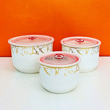 3 Pcs Ceramic Food Container / Bowl with Lid FT1556
