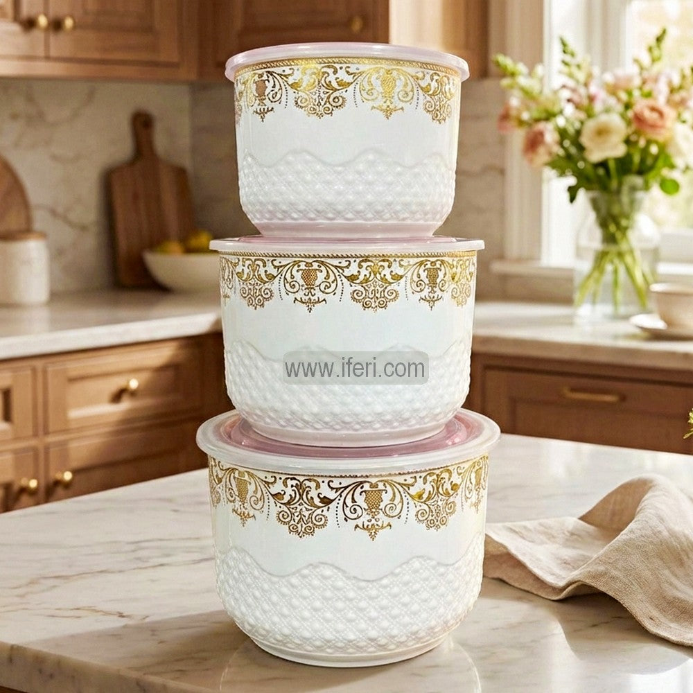3 Pcs Ceramic Food Container / Bowl with Lid FT1557-2