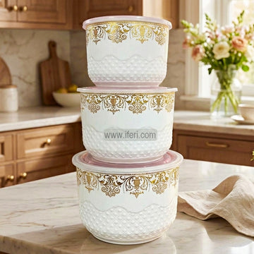 3 Pcs Ceramic Food Container / Bowl with Lid FT1557-2