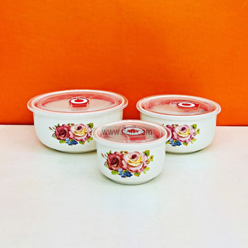 3 Pcs Ceramic Food Container / Bowl with Lid FT1559