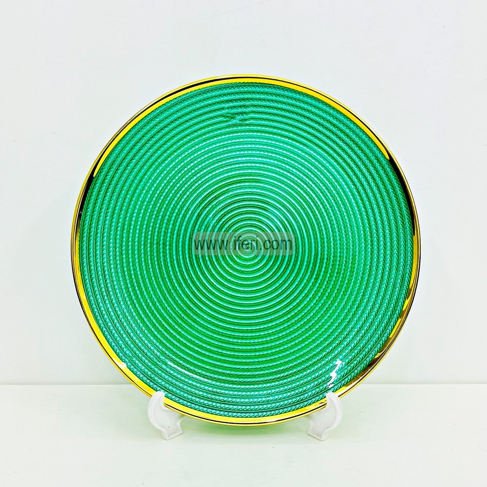 6 Pcs Luxury Golden Rim Glass Full Plate / Dinner Plate/ Serving Plate Set TB1560