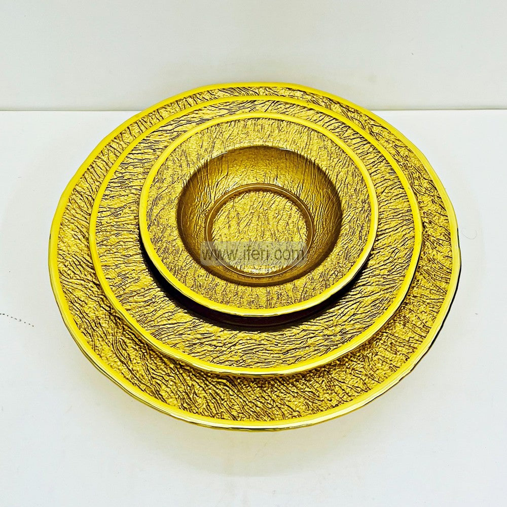 3 Pcs Luxury Golden Rim Glass Serving Bowl Set TB1564