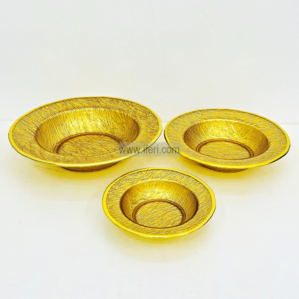 3 Pcs Luxury Golden Rim Glass Serving Bowl Set TB1564