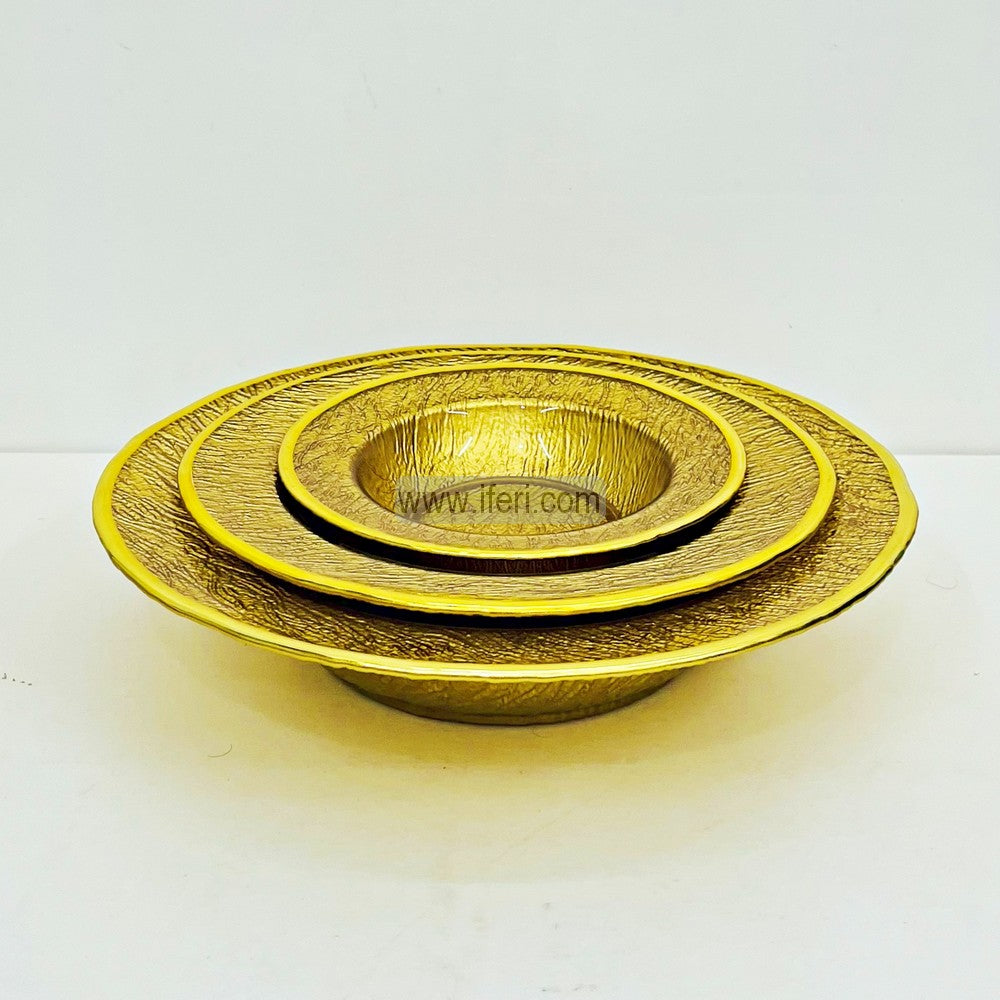 3 Pcs Luxury Golden Rim Glass Serving Bowl Set TB1564
