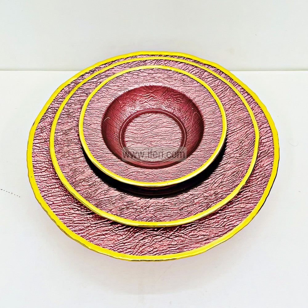 3 Pcs Luxury Golden Rim Glass Serving Bowl Set TB1565