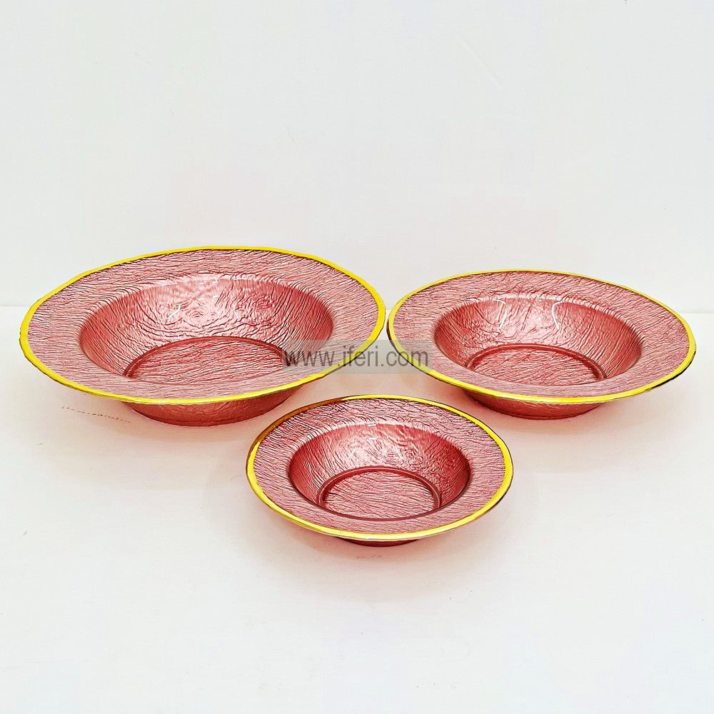 3 Pcs Luxury Golden Rim Glass Serving Bowl Set TB1565
