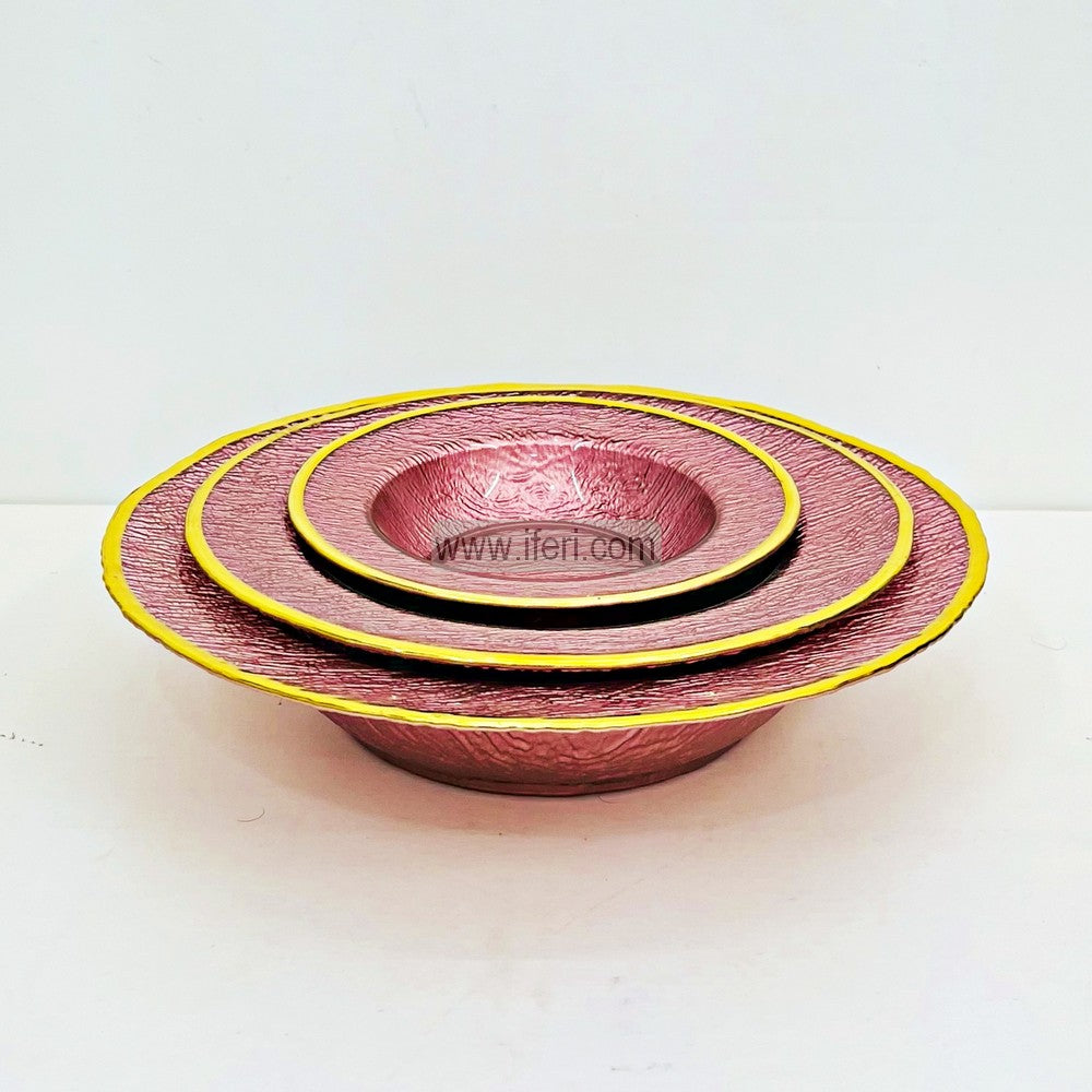 3 Pcs Luxury Golden Rim Glass Serving Bowl Set TB1565