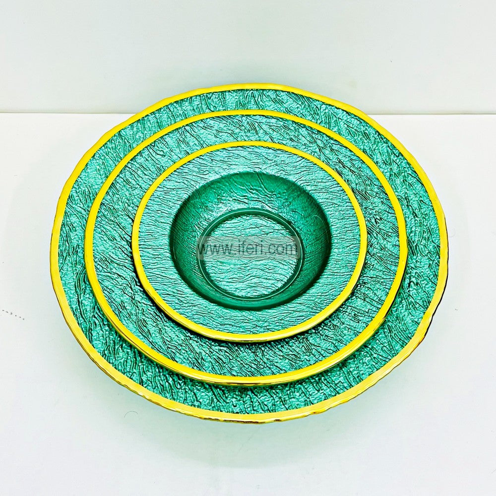 3 Pcs Luxury Golden Rim Glass Serving Bowl Set TB1566