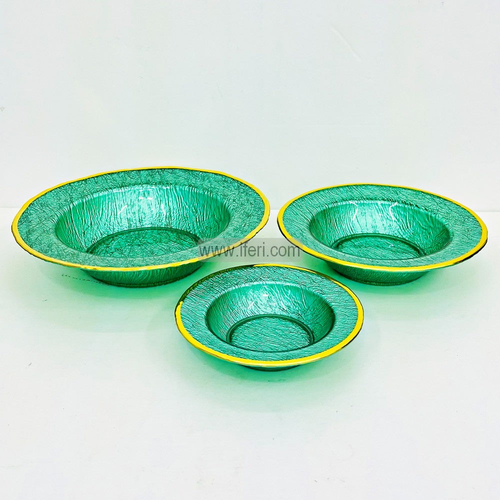 3 Pcs Luxury Golden Rim Glass Serving Bowl Set TB1566