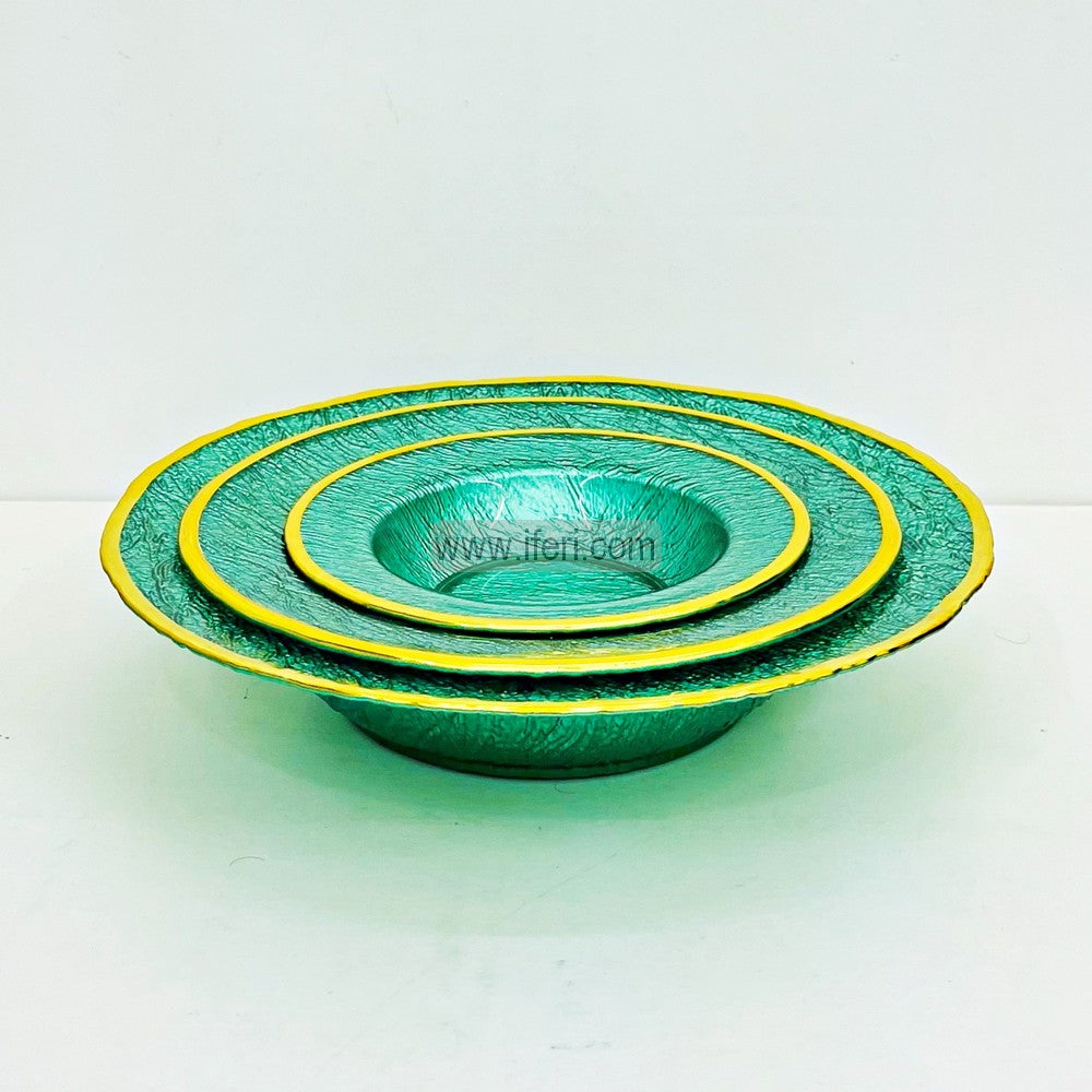3 Pcs Luxury Golden Rim Glass Serving Bowl Set TB1566
