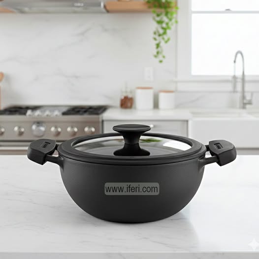 26cm  Tramontina Titanex Cast Iron Cookware, Kadai with Lid ALM6921