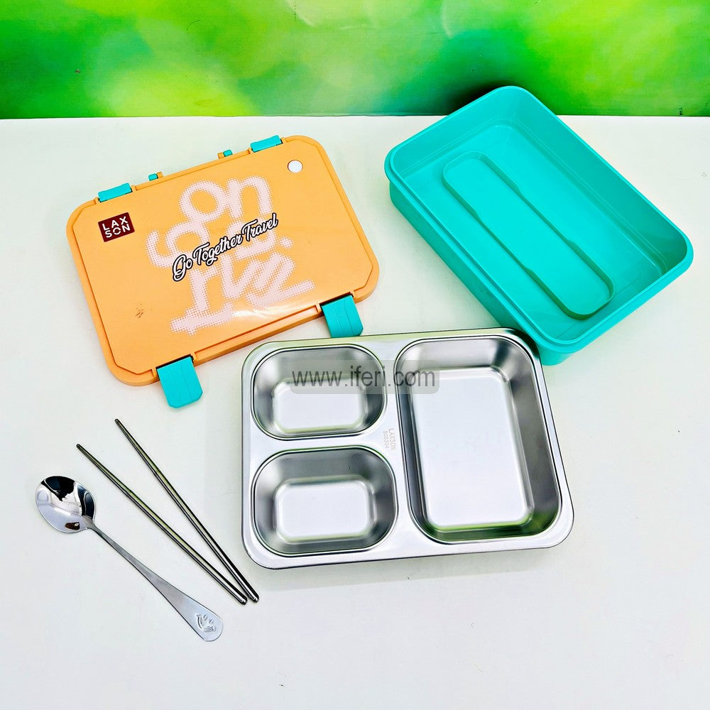 3 Part Airtight Stainless Steel Tiffin Box Food Container with Spoon MT598