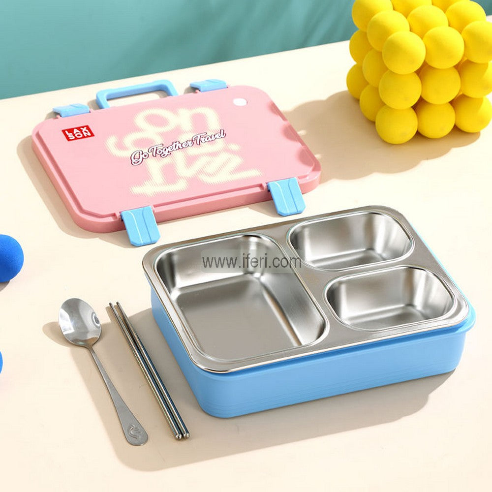 3 Part Airtight Stainless Steel Tiffin Box Food Container with Spoon MT599