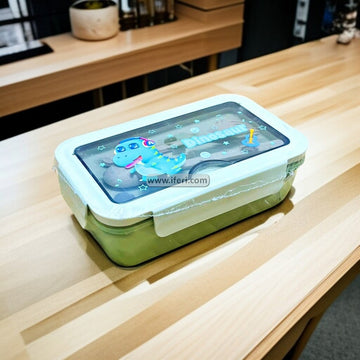 2 Part Airtight School Tiffin Box Food Container with Spoons LB6439