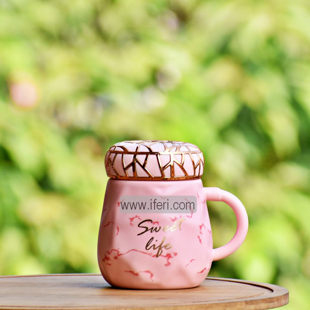 4.5 Inch Ceramic Coffee Mug with Airtight Lid LB6355