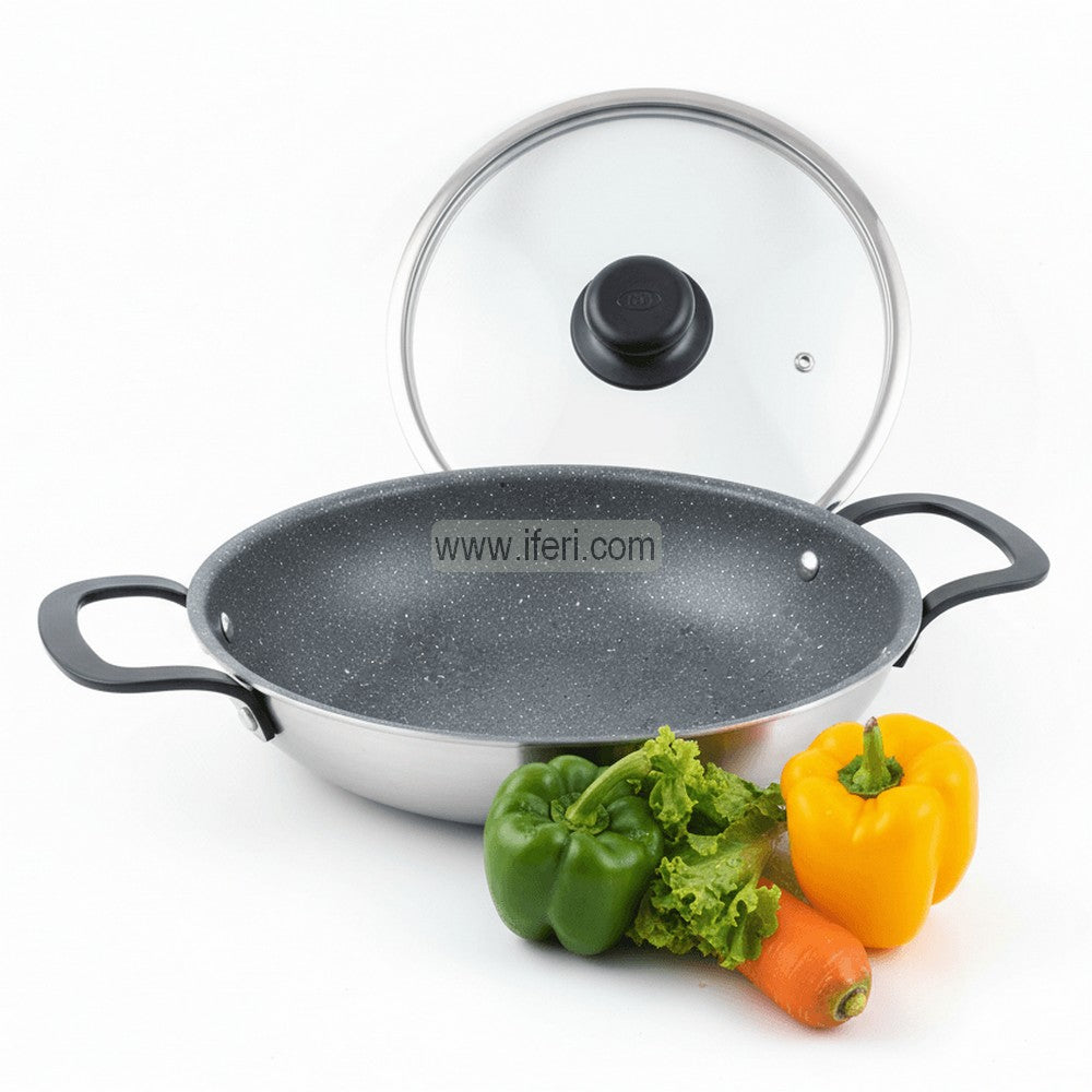 30cm SKB Stainless Steel Non-stick Marble Coating Karai / Cookware with Lid UT1251