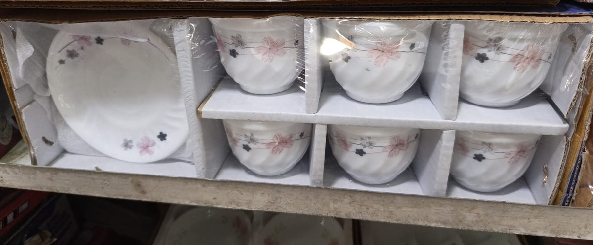 6 Pcs Pyrex Tea Cup & Saucer Set CGA0575