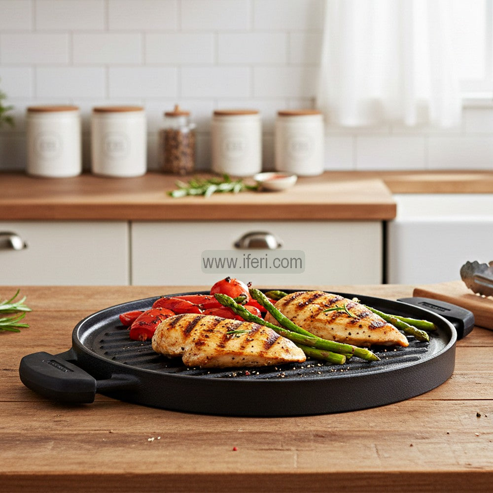 30cm Tramontina Titanex Cast Iron 2 in 1 Reversible Grill Pan, Griddle, Dosa Tawa ALM6961