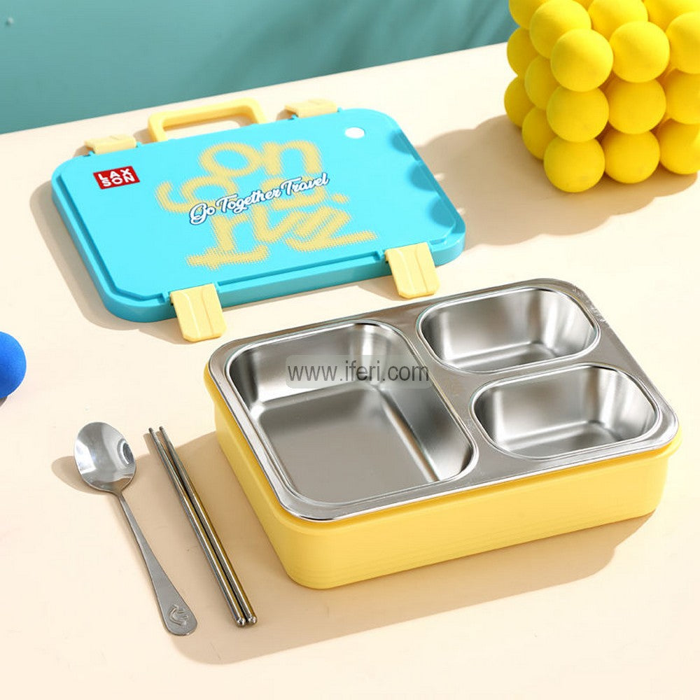 3 Part Airtight Stainless Steel Tiffin Box Food Container with Spoon MT600