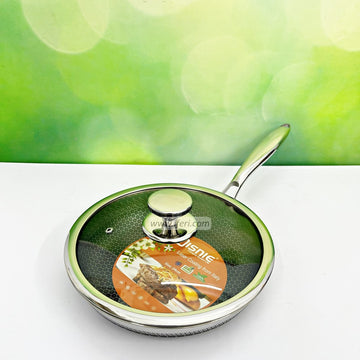 28cm Disnie High Quality Stainless Steel Honeycomb Fry Pan with Lid BCG3603