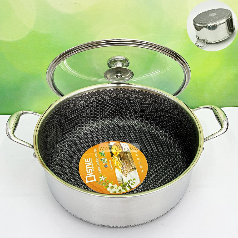 30cm Disnie High Quality Stainless Steel Honeycomb Cookware / Saucepan with Lid BCG3605