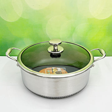 30cm Disnie High Quality Stainless Steel Honeycomb Cookware / Saucepan with Lid BCG3605