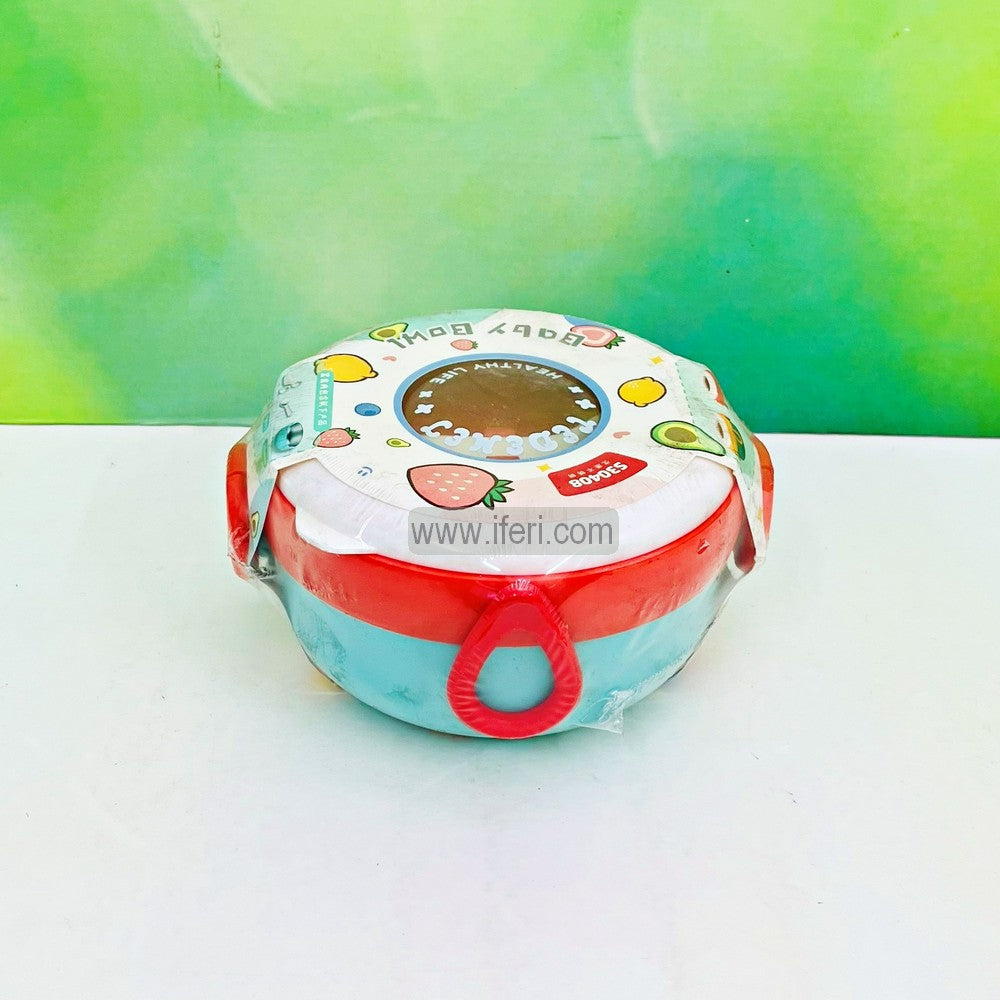 370ml Baby Food Bowl, 2 Part Stainless Steel Tiffin Box Food Container with Spoon & Scissors MT609-1