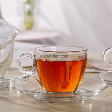 12 Pcs Transparent Glass Tea Cup & Saucer Set UT7222-1