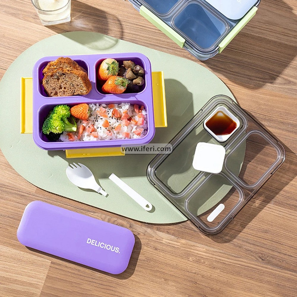 3 Part Airtight Tiffin Box Food Container with Spoon LB6486