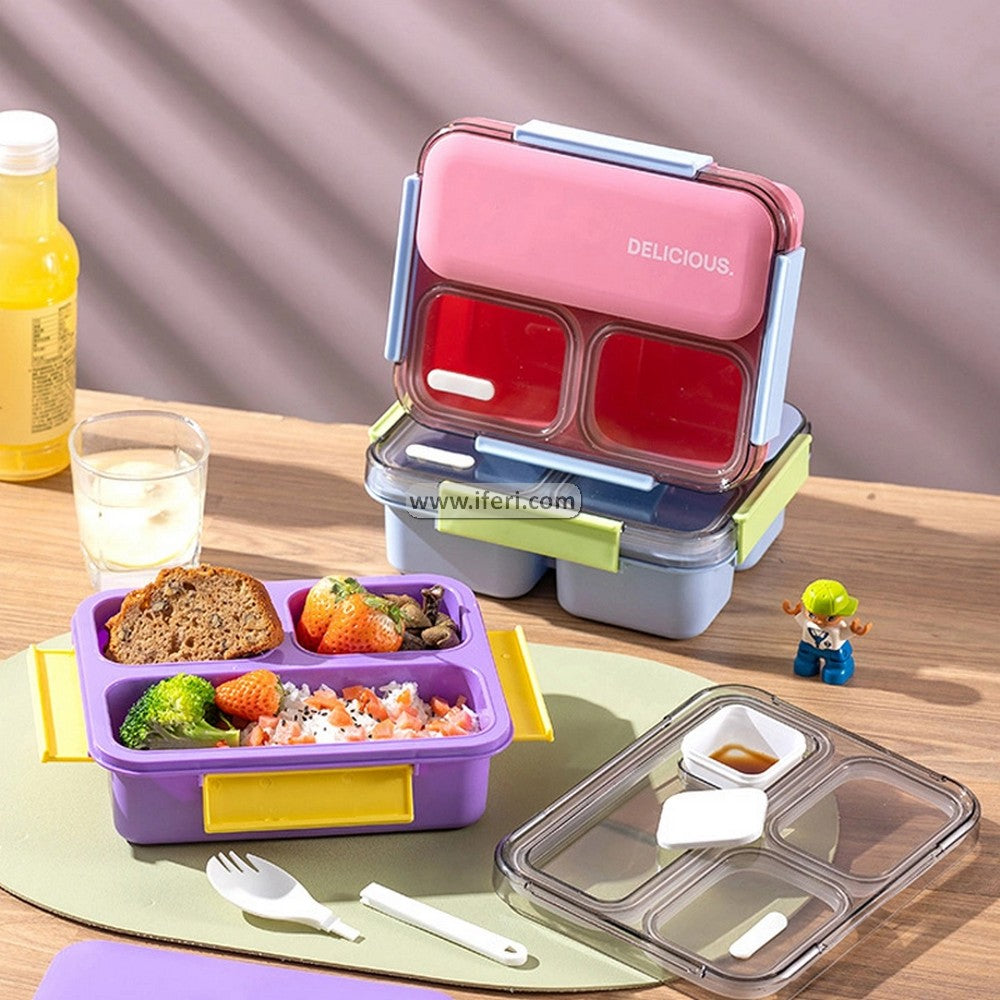 3 Part Airtight Tiffin Box Food Container with Spoon LB6477