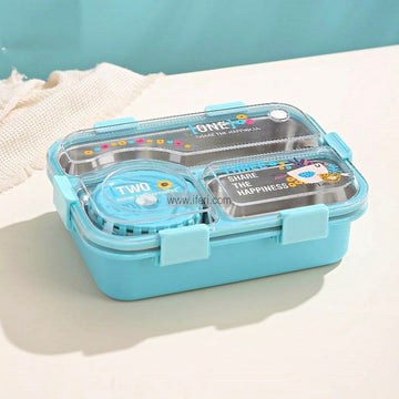 3 Part Airtight Stainless Steel Tiffin Box Food Container with Spoons SF0172