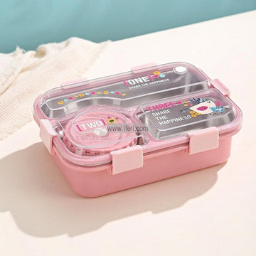 3 Part Airtight Stainless Steel Tiffin Box Food Container with Spoons SF0171