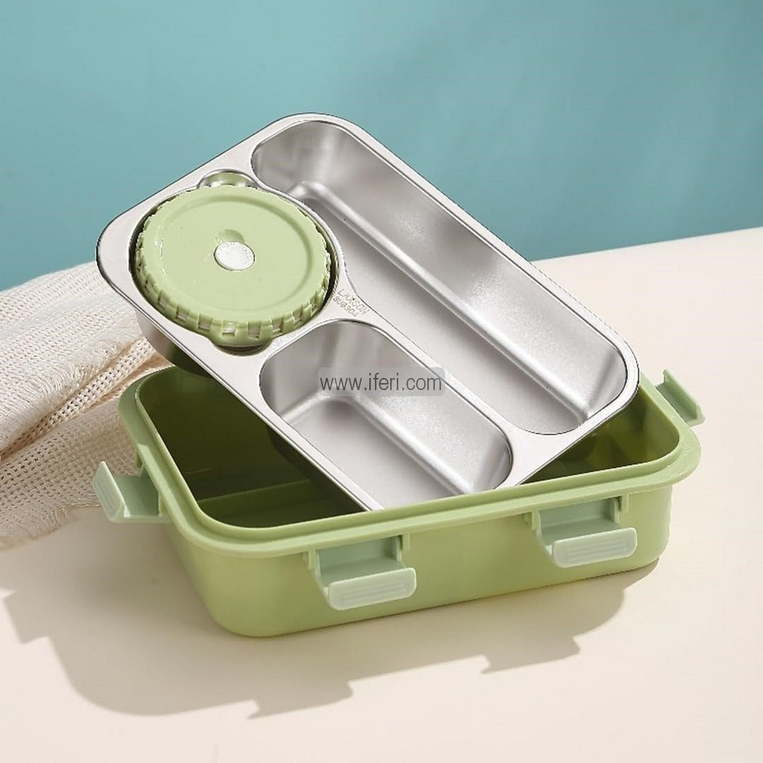 3 Part Airtight Stainless Steel Tiffin Box Food Container with Spoons SF0170