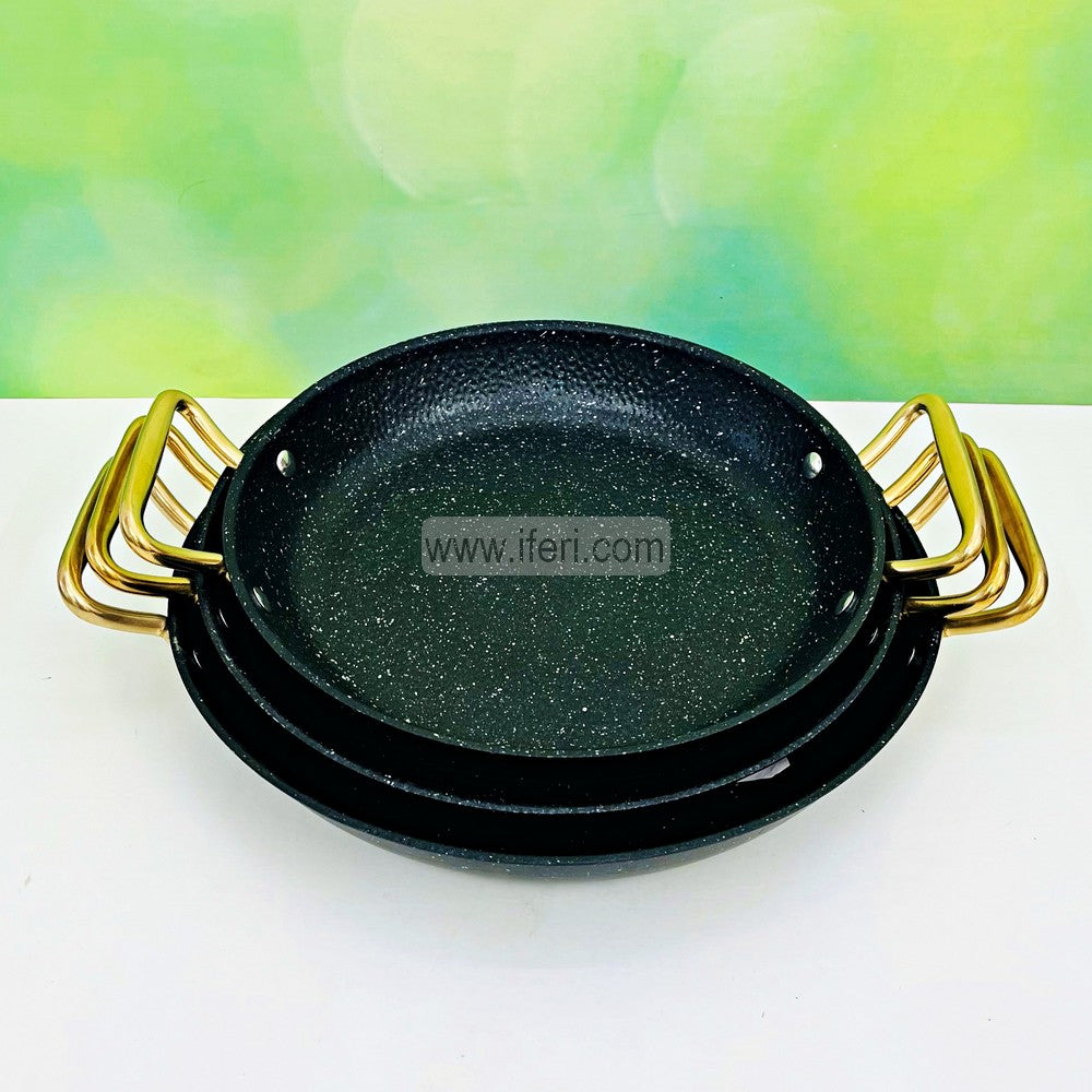3 Pcs Stainless Steel Non-stick Hammered Kadai / Cookware Set TG10801